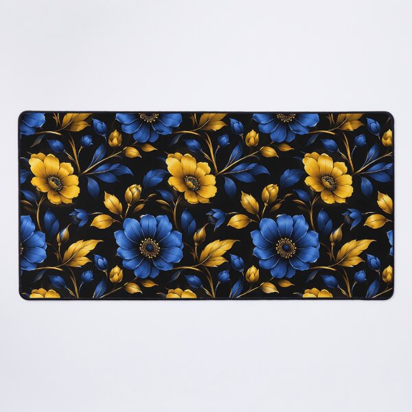 Item preview, Dark Blue Gold Floral Seamless Botanical Pattern Art designed and sold by Aureva Arts Shop.
