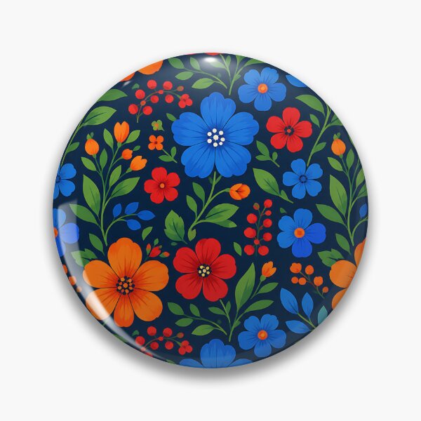 Item preview, Bold Folk Art Floral Seamless Pattern Dark Navy designed and sold by Aureva Arts Shop.