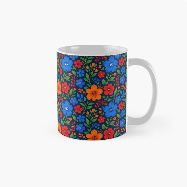 Item preview, Bold Folk Art Floral Seamless Pattern Dark Navy designed and sold by Aureva Arts Shop.
