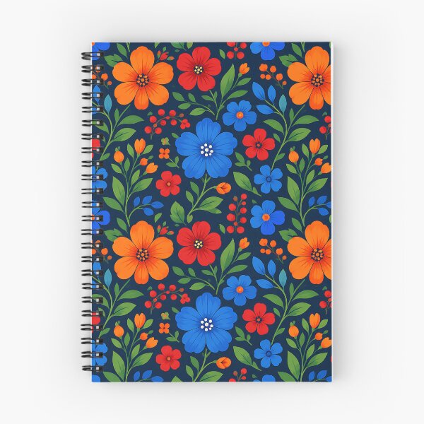 Item preview, Bold Folk Art Floral Seamless Pattern Dark Navy designed and sold by Aureva Arts Shop.