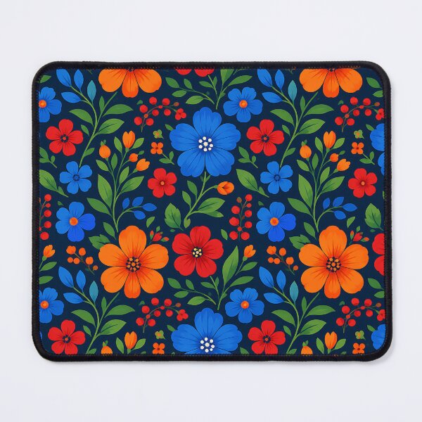 Item preview, Bold Folk Art Floral Seamless Pattern Dark Navy designed and sold by Aureva Arts Shop.