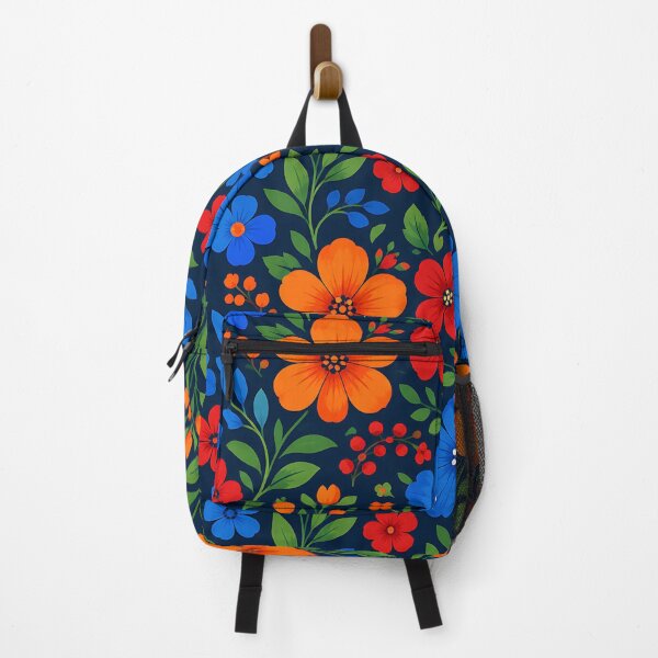 Item preview, Bold Folk Art Floral Seamless Pattern Dark Navy designed and sold by Aureva Arts Shop.