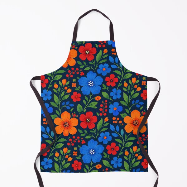 Item preview, Bold Folk Art Floral Seamless Pattern Dark Navy designed and sold by Aureva Arts Shop.
