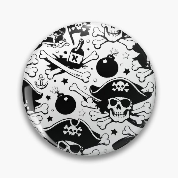 Item preview, Jolly Roger graphic pattern: pirate skulls (black and white ver) designed and sold by Moonshroomarts.