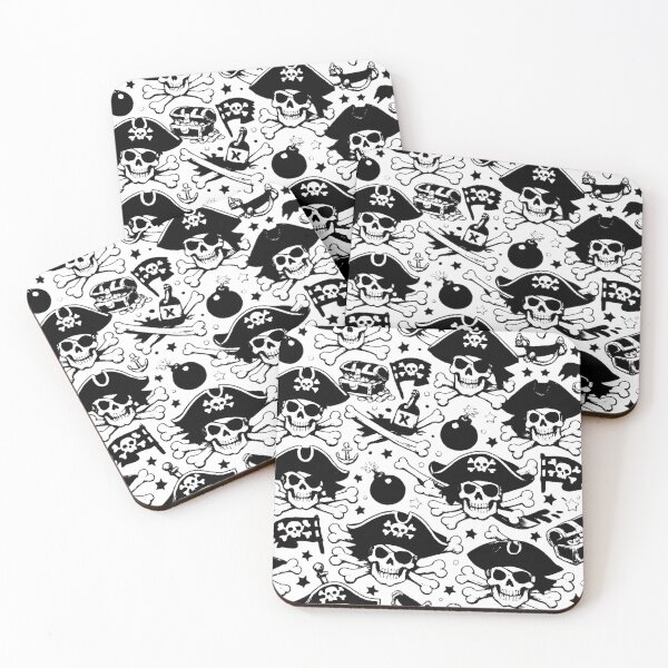 Item preview, Jolly Roger graphic pattern: pirate skulls (black and white ver) designed and sold by Moonshroomarts.