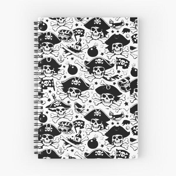 Item preview, Jolly Roger graphic pattern: pirate skulls (black and white ver) designed and sold by Moonshroomarts.