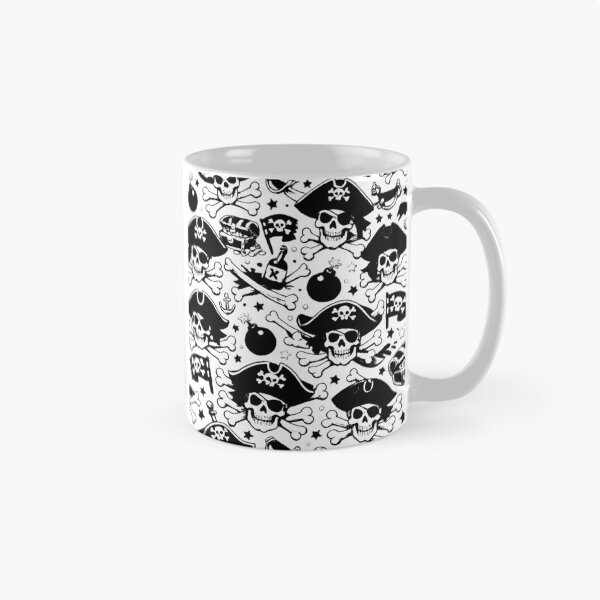 Item preview, Jolly Roger graphic pattern: pirate skulls (black and white ver) designed and sold by Moonshroomarts.