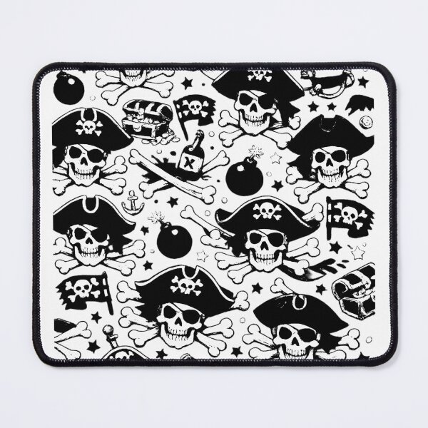 Item preview, Jolly Roger graphic pattern: pirate skulls (black and white ver) designed and sold by Moonshroomarts.