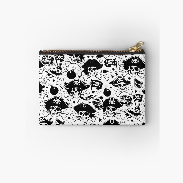 Item preview, Jolly Roger graphic pattern: pirate skulls (black and white ver) designed and sold by Moonshroomarts.