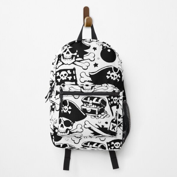 Item preview, Jolly Roger graphic pattern: pirate skulls (black and white ver) designed and sold by Moonshroomarts.