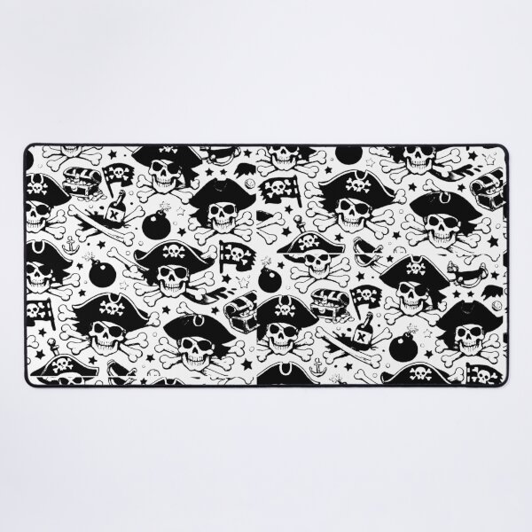 Item preview, Jolly Roger graphic pattern: pirate skulls (black and white ver) designed and sold by Moonshroomarts.
