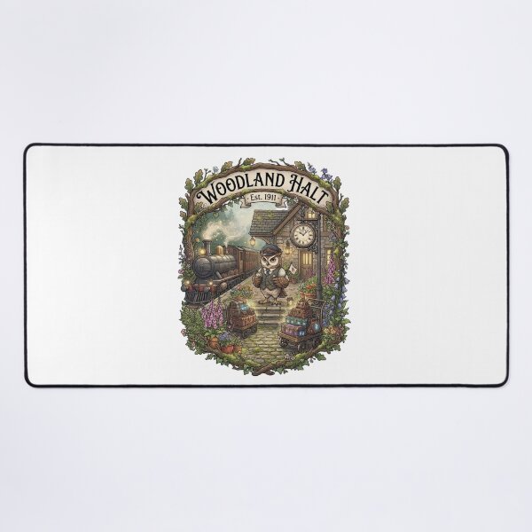 Item preview, Woodland Halt | Cozy Owl Train Station | Whimsical Forest Railway Fantasy Art designed and sold by MrDev.