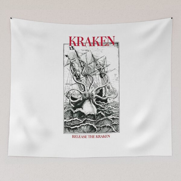 Item preview, Krakenn Attacks Ship Woodcut designed and sold by oriMarchive.
