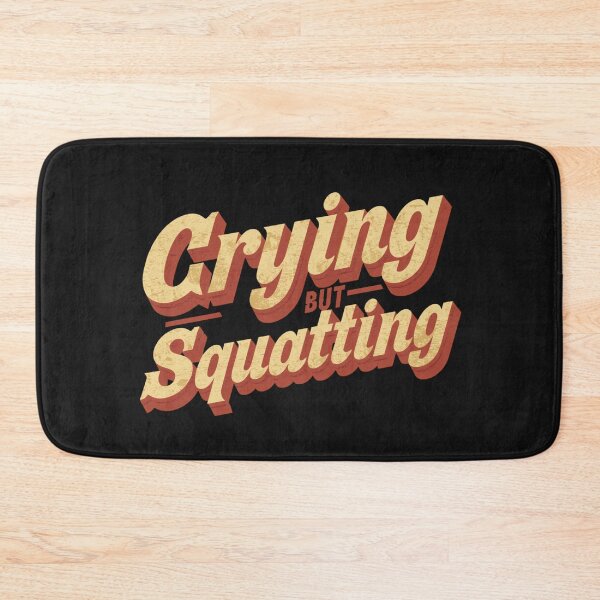 Item preview, Crying but Squatting – Retro Wavy Typography Funny Gym Quote designed and sold by Sparkofart07.