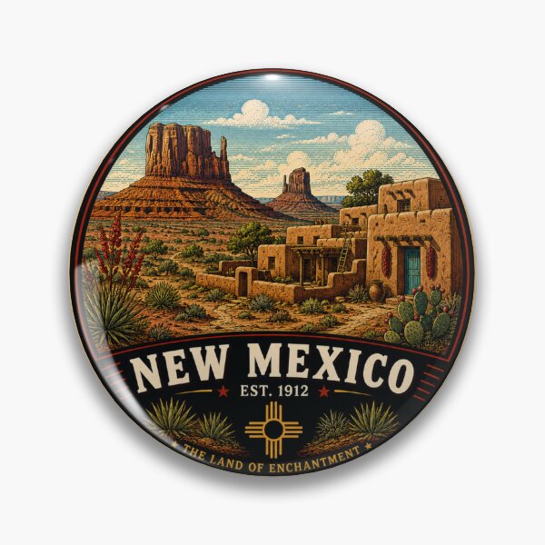 Item preview, New Mexico Retro State Badge – Vintage Travel Graphic designed and sold by Mac Sketches.