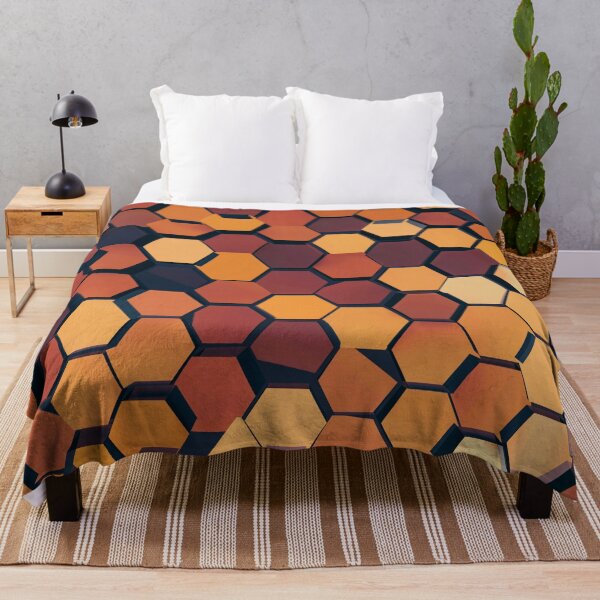 Item preview, Amber Hive – Geometric Orange and Black Hexagon Pattern designed and sold by BuckaBaby.