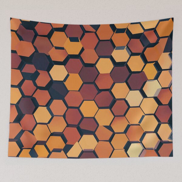 Item preview, Amber Hive – Geometric Orange and Black Hexagon Pattern designed and sold by BuckaBaby.