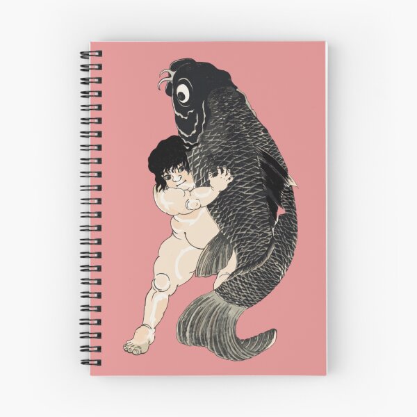 Item preview, Japanese Koi Fish and Kintaro - Modern Ukiyo-e Portrait - Japandi, Pastel Pink designed and sold by Black Swallow.