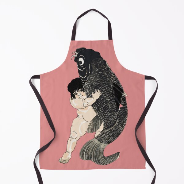 Item preview, Japanese Koi Fish and Kintaro - Modern Ukiyo-e Portrait - Japandi, Pastel Pink designed and sold by Black Swallow.
