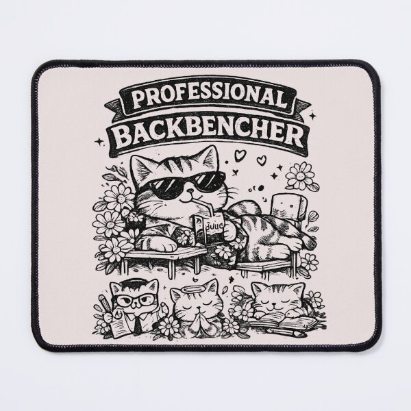Item preview, Professional Backbencher Cat – Funny School Student Cat Doodle Vintage Black & White Illustration designed and sold by HOUSE OF TIST.