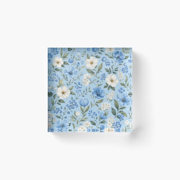 Item preview, Soft Watercolor Blue White Botanical Floral Pattern designed and sold by Aureva Arts Shop.