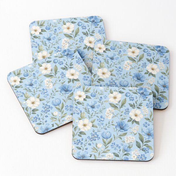 Item preview, Soft Watercolor Blue White Botanical Floral Pattern designed and sold by Aureva Arts Shop.