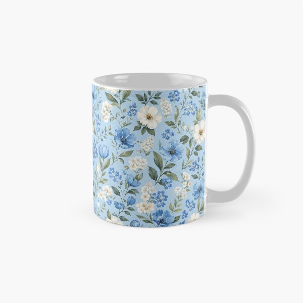 Item preview, Soft Watercolor Blue White Botanical Floral Pattern designed and sold by Aureva Arts Shop.