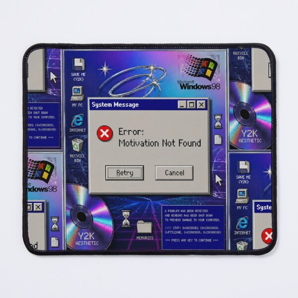 Item preview, Y2K Error Motivation Not Found Retro Windows 95 Pop Up Funny Pixel Art Cyber Nostalgia Graphic Tee Sticker PNG designed and sold by LuxeBuzz.
