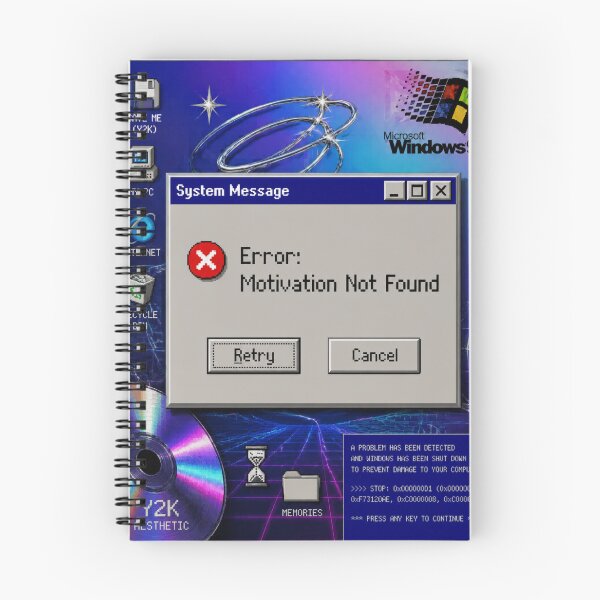 Artikelvorschau, Y2K-Fehler: Motivation nicht gefunden – Retro-Windows-95-Pop-up – Lustige Pixel-Art-Grafik für Cyber-Nostalgie-T-Shirt-Aufkleber (PNG) entworfen und verkauft von LuxeBuzz.