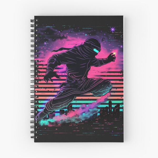 Item preview, ninja vanishing in neon smoke designed and sold by RetroWaveArtCo.