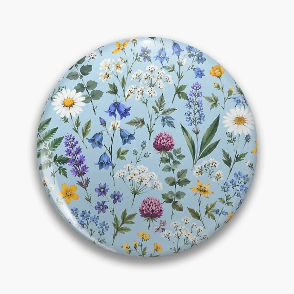 Item preview, Watercolor Wildflower Meadow Botanical Pattern Sky Blue designed and sold by Aureva Arts Shop.