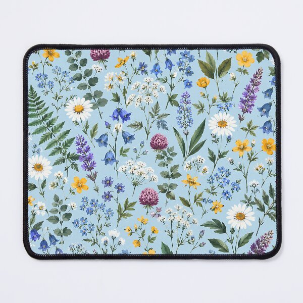 Item preview, Watercolor Wildflower Meadow Botanical Pattern Sky Blue designed and sold by Aureva Arts Shop.