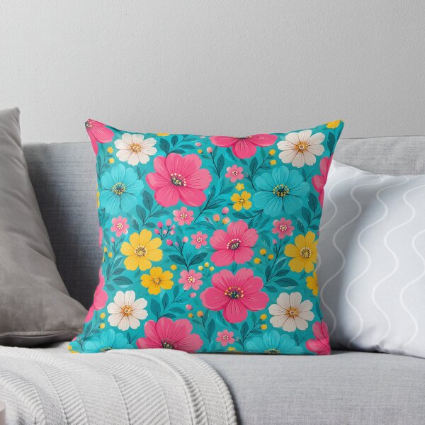 Item preview, Bright Tropical Floral Bold Pink Yellow Teal Pattern designed and sold by Aureva Arts Shop.
