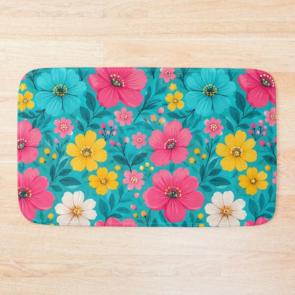 Item preview, Bright Tropical Floral Bold Pink Yellow Teal Pattern designed and sold by Aureva Arts Shop.
