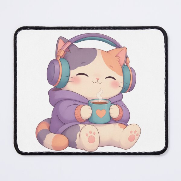 Item preview, Lo-Fi Cat with Headphones — Cute Chill Music Sticker designed and sold by NUFADE.