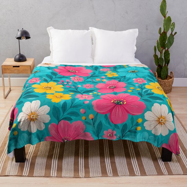 Item preview, Bright Tropical Floral Bold Pink Yellow Teal Pattern designed and sold by Aureva Arts Shop.