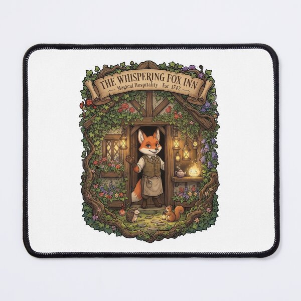 Item preview, The Whispering Fox Inn | Cozy Woodland Tavern | Whimsical Cottagecore Fantasy Art designed and sold by MrDev.