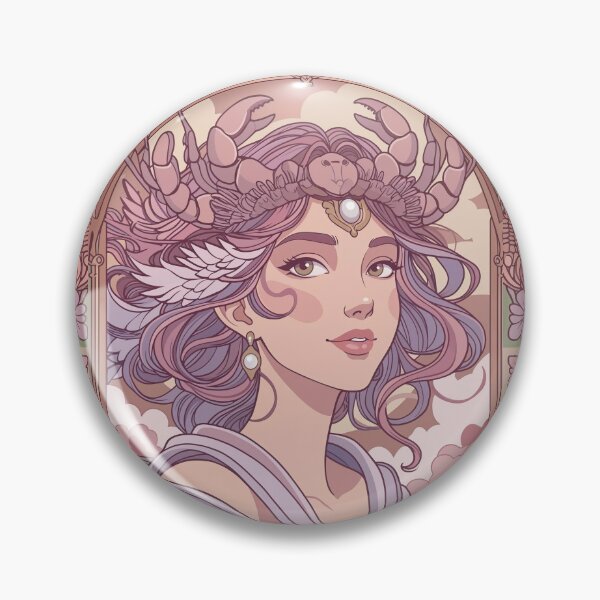 Item preview, Cancer Zodiac Goddess Art | Cancer Energy Celestial Astrology Illustration | Pastel Anime Fantasy Girl | Crab Zodiac Sign | Art Nouveau Horoscope Wall Art | Cancer Birthday Gift designed and sold by RSDigitalPrintDesign.