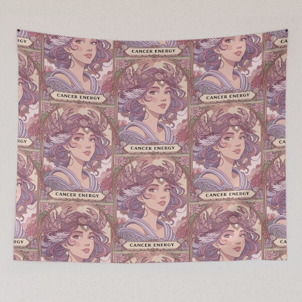 Item preview, Cancer Zodiac Goddess Art | Cancer Energy Celestial Astrology Illustration | Pastel Anime Fantasy Girl | Crab Zodiac Sign | Art Nouveau Horoscope Wall Art | Cancer Birthday Gift designed and sold by RSDigitalPrintDesign.