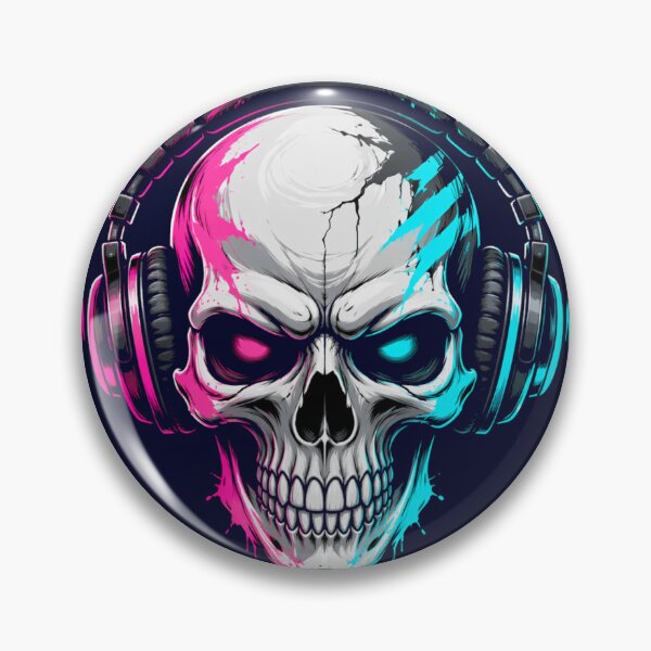 Item preview, Skull with Headphones — Neon Streetwear Music Sticker designed and sold by NUFADE.