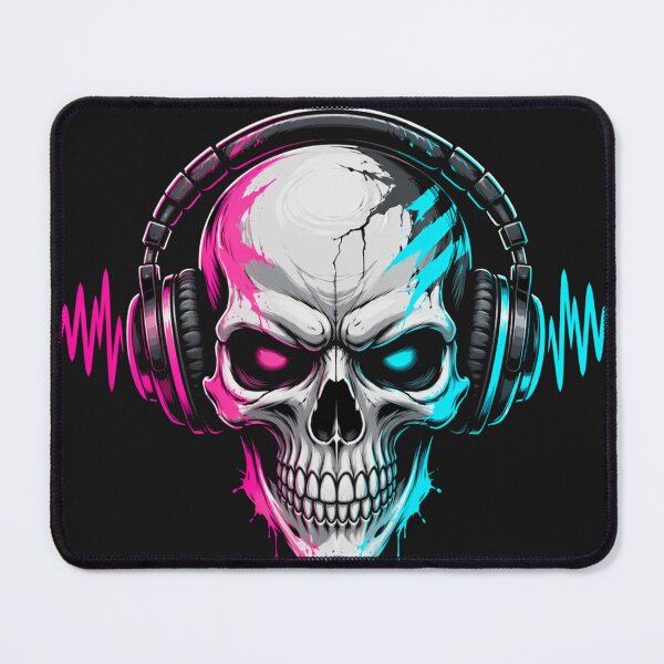 Item preview, Skull with Headphones — Neon Streetwear Music Sticker designed and sold by NUFADE.