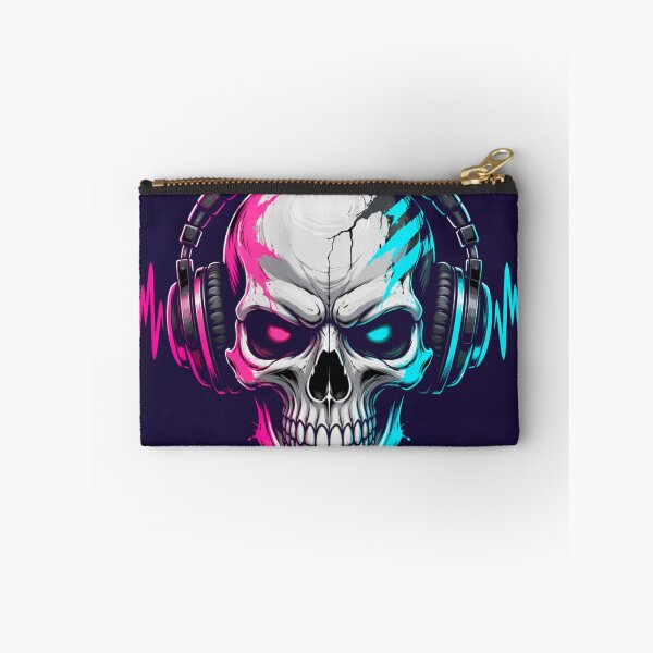 Item preview, Skull with Headphones — Neon Streetwear Music Sticker designed and sold by NUFADE.