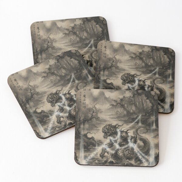 Item preview, The Bound Abyssal Beast Sumi-e Ink Wash designed and sold by DuckOddity.