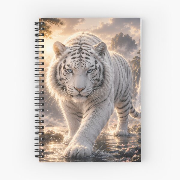 Item preview, Majestic White Tiger Walking Through Sacred Waterfalls | Fantasy Wildlife Digital Art designed and sold by ManJiangHong.