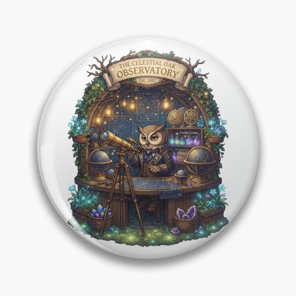 Item preview, The Celestial Oak Observatory | Wise Owl Astronomer | Whimsical Astronomy Fantasy Art designed and sold by MrDev.