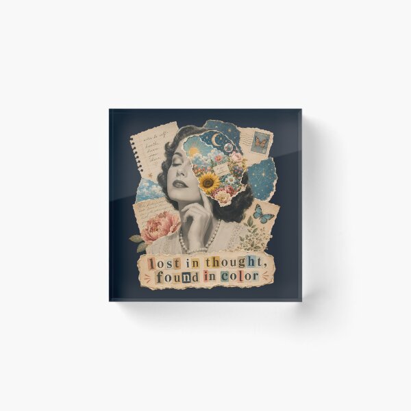 Item preview, Lost In Thought Found In Color Vintage Collage Dreamer Floral designed and sold by VIVID COLORS CLUB.
