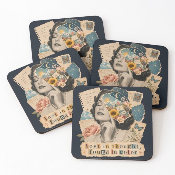 Item preview, Lost In Thought Found In Color Vintage Collage Dreamer Floral designed and sold by VIVID COLORS CLUB.