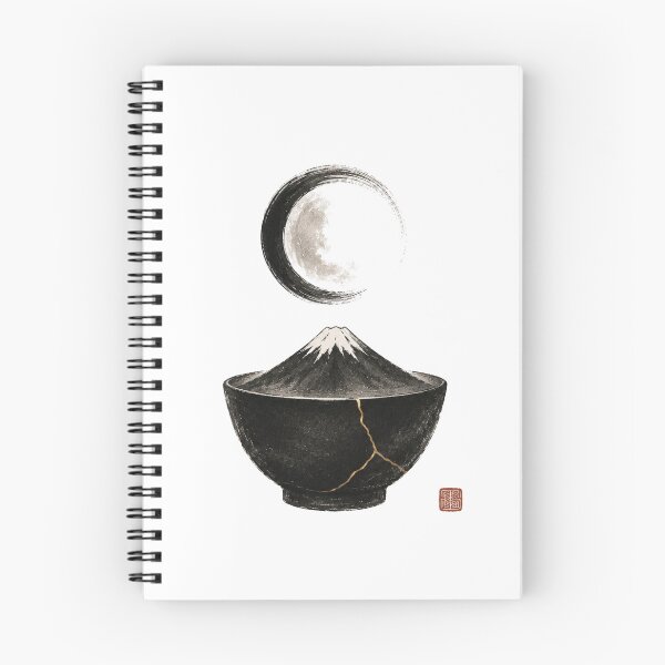 Item preview, Silent Fuji Bowl Seal – Japanese Mountain Moon Wabi Sabi Design designed and sold by OblivionRise.