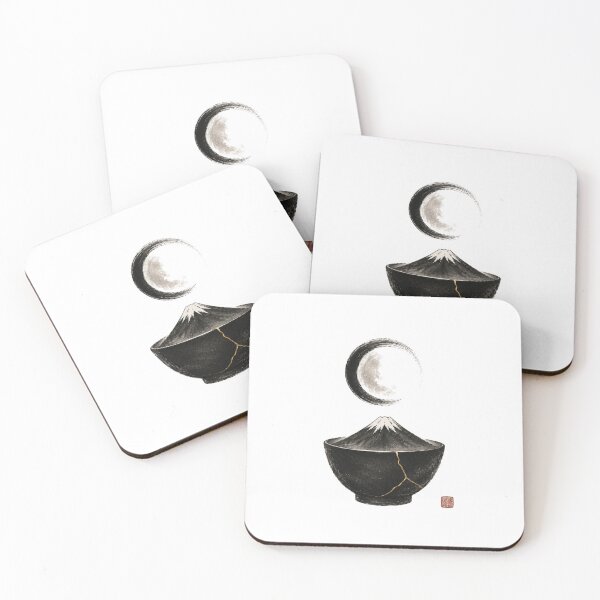 Item preview, Silent Fuji Bowl Seal – Japanese Mountain Moon Wabi Sabi Design designed and sold by OblivionRise.