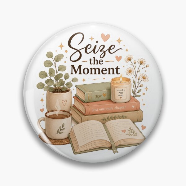 Item preview, Seize the Moment Sticker | Cozy Book & Coffee Aesthetic | Reading Lover Gift designed and sold by MUSA'S.